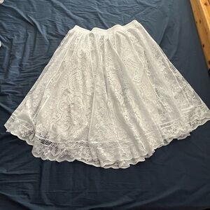 Elegant Long White Lace Skirt